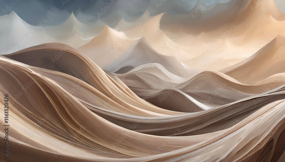 Obraz premium Abstract background, banner, waves, gradient stains in shades of soft brown, mocha mousse fashion design, art trend color 2025