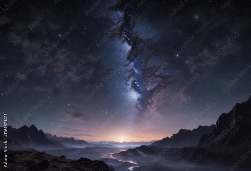 Cosmic night sky with stars and galaxy in the darkness, space, dark background Cosmic night sky with stars and galaxy in the darkness, space, dark background