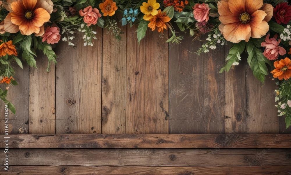Distressed wood grunge banner with floral patterns and earthy tones, grunge decor, wooden banners Distressed wood grunge banner with floral patterns and earthy tones, grunge decor, wooden banners