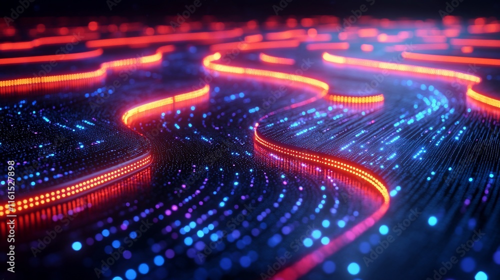 Abstract glowing wavy lines and particles. Abstract glowing wavy lines and particles.