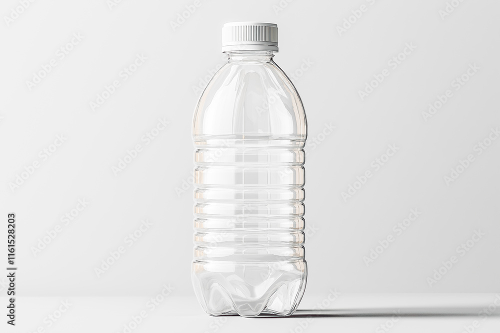 A transparent plastic water bottle on a clear, transparent background. A transparent plastic water bottle on a clear, transparent background.