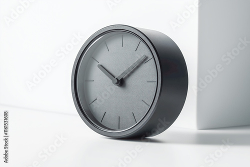 Wallpaper Mural Black Tabletop Alarm Clock on a White Surface Torontodigital.ca