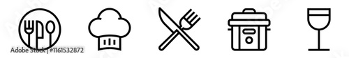 Gastronomy icon set. Cooking, food preparation, flavors