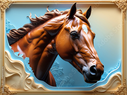 beautiful horse 3d relief wallpaper
