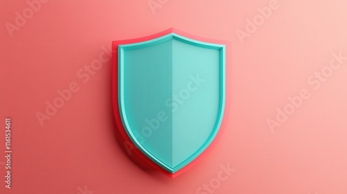 Free Download A stylized shield icon in teal against a coral background, symbolizing protection, security, and defense. - GFXLoad