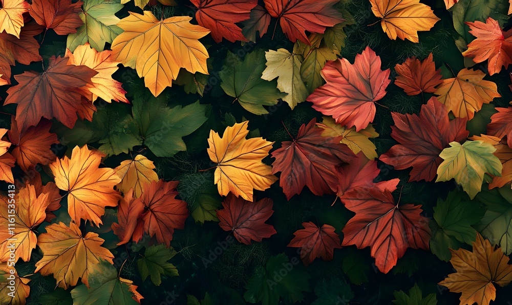 Autumn leaves background, fall foliage, maple leaves in red, orange, yellow, and green. Autumn leaves background, fall foliage, maple leaves in red, orange, yellow, and green.