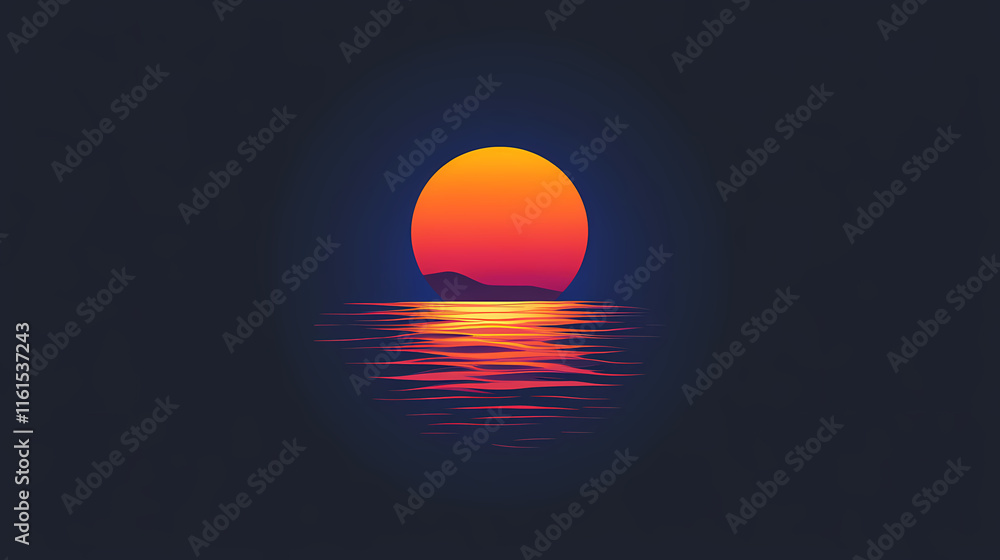 A half sun is setting downwards icon sunset concept for graphic design, logo, website, social media, mobile app, ui illustration. Solarian. Illustration A half sun is setting downwards icon sunset concept for graphic design, logo, website, social media, mobile app, ui illustration. Solarian. Illustration