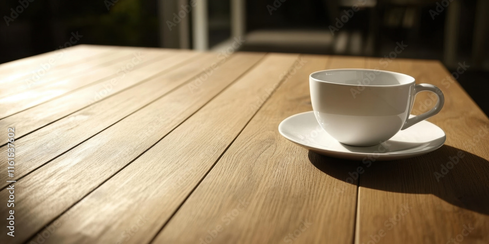A serene coffee cup sitting on top of a rustic wooden table in a peaceful atmosphere - simplicity A serene coffee cup sitting on top of a rustic wooden table in a peaceful atmosphere - simplicity