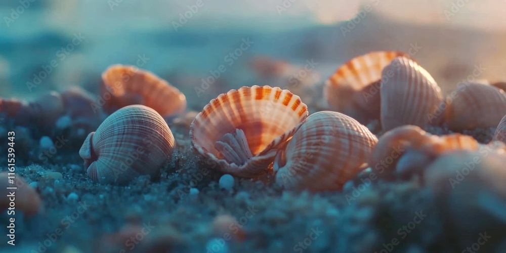 Red and White Seashells on Beach Red and White Seashells on Beach