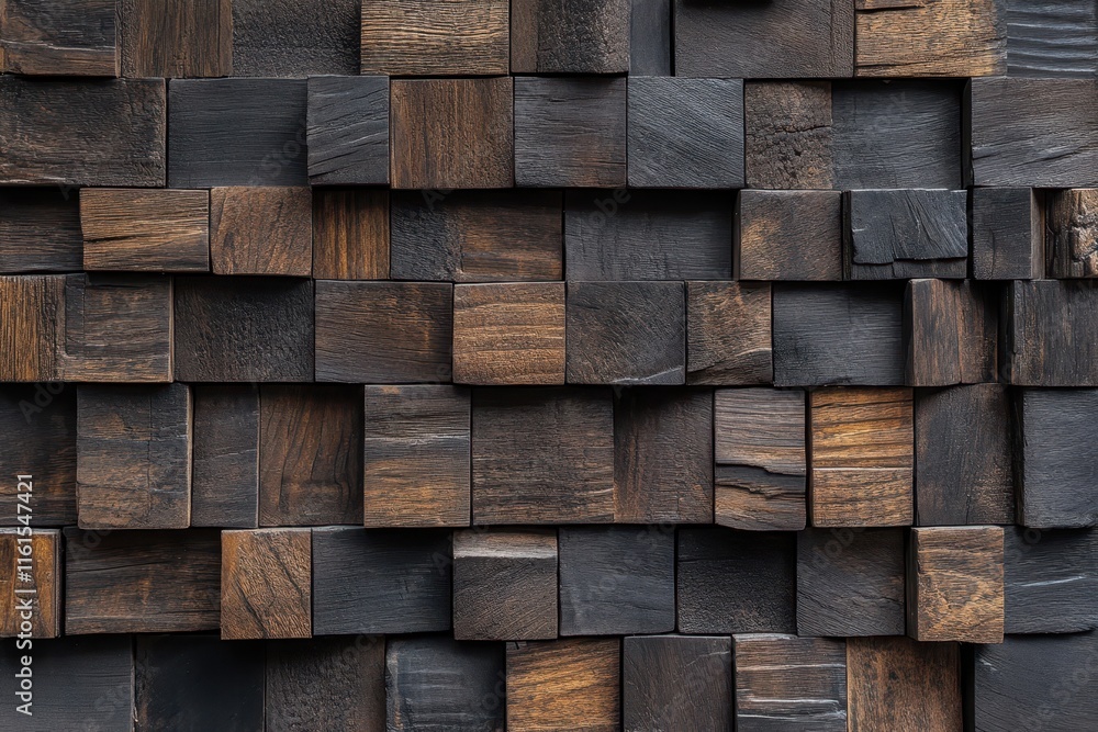Dark brown wooden cube wall texture. (4) Dark brown wooden cube wall texture. (4)