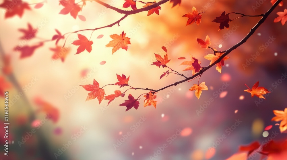 Autumn Foliage, Soft Bokeh, Fall Leaves in the Air Autumn Foliage, Soft Bokeh, Fall Leaves in the Air