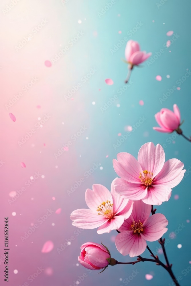 Pastel hues of blooming flowers on a subtle gradient background, soft, gentle Pastel hues of blooming flowers on a subtle gradient background, soft, gentle