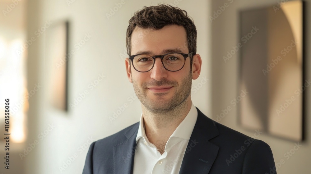 Portrait of a smiling young man in a suit and glasses. Portrait of a smiling young man in a suit and glasses.