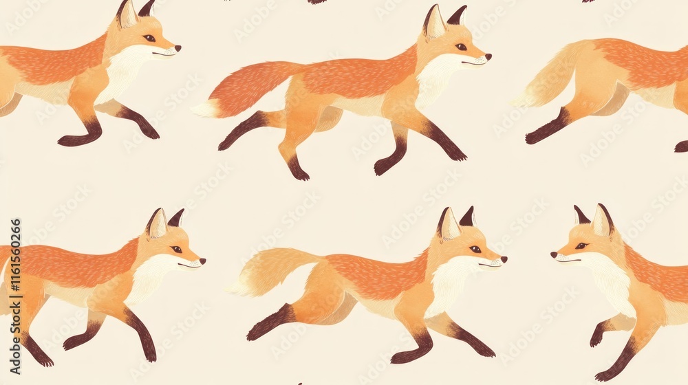 Seamless pattern of running foxes. Seamless pattern of running foxes.