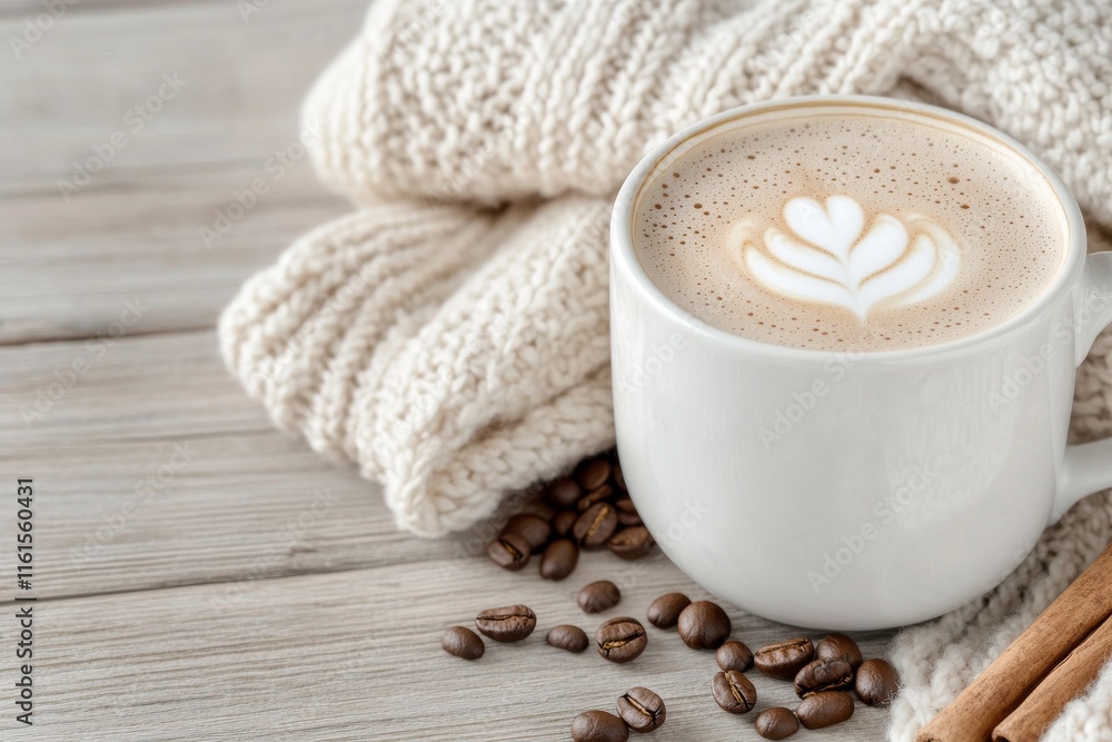 A cup of cappuccino on a rustic wooden table. Generative AI A cup of cappuccino on a rustic wooden table. Generative AI