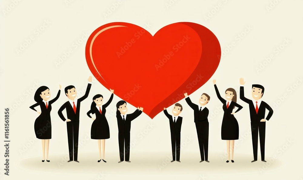 Team lifting red heart, diverse people, unity, partnership, success, care. Team lifting red heart, diverse people, unity, partnership, success, care.