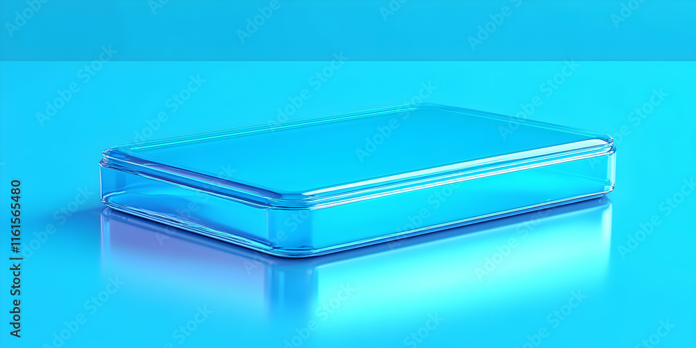 Bright Blue Glass Rectangular Box 3D Render Bright Blue Glass Rectangular Box 3D Render