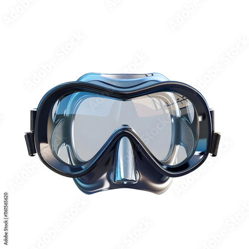 High-quality 3D render of a professional diving mask on transparent background