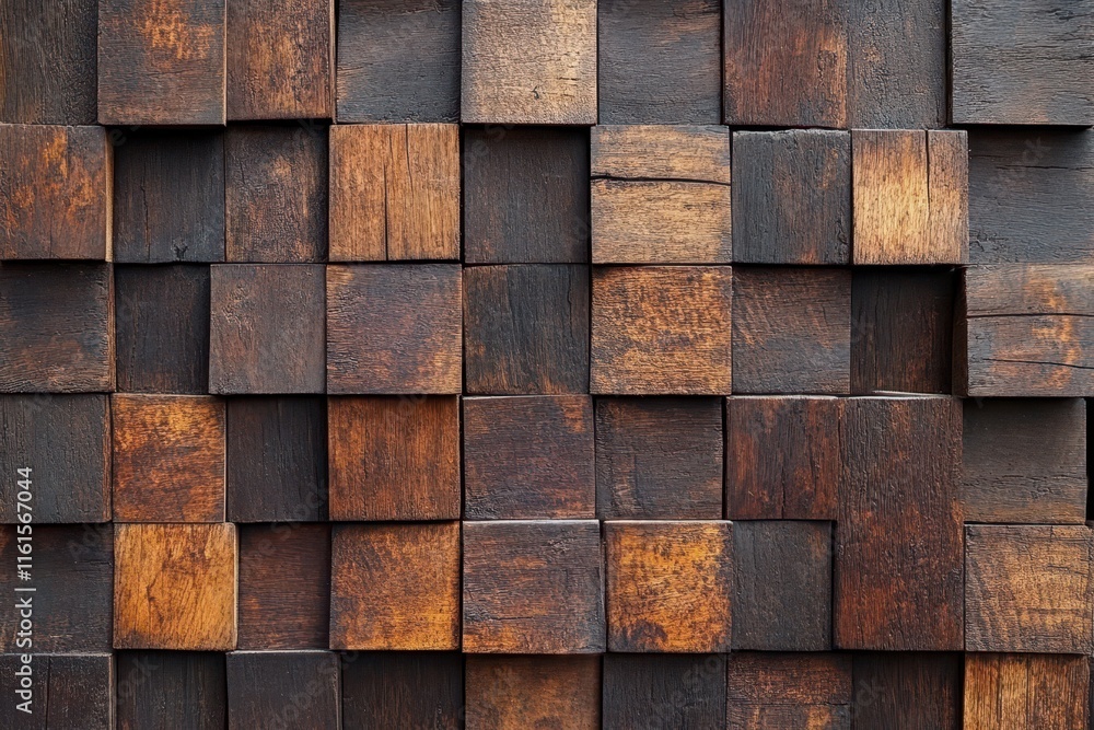 Dark brown wooden cube wall texture. (2) Dark brown wooden cube wall texture. (2)