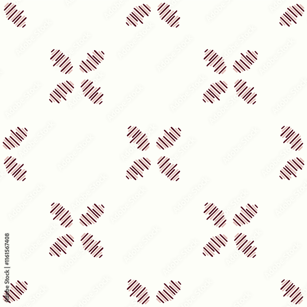 Fototapeta premium Simple modern vector scandi shape seamless pattern. Pastel floral motif on white isolated background, suitable for gender neutral kids fabric design allover swatch tile.