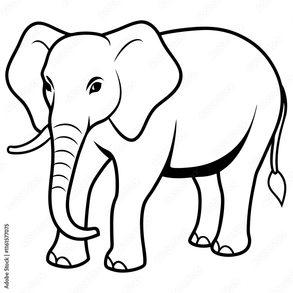 Elephant Silhouette on White Background Elephant Silhouette on White Background