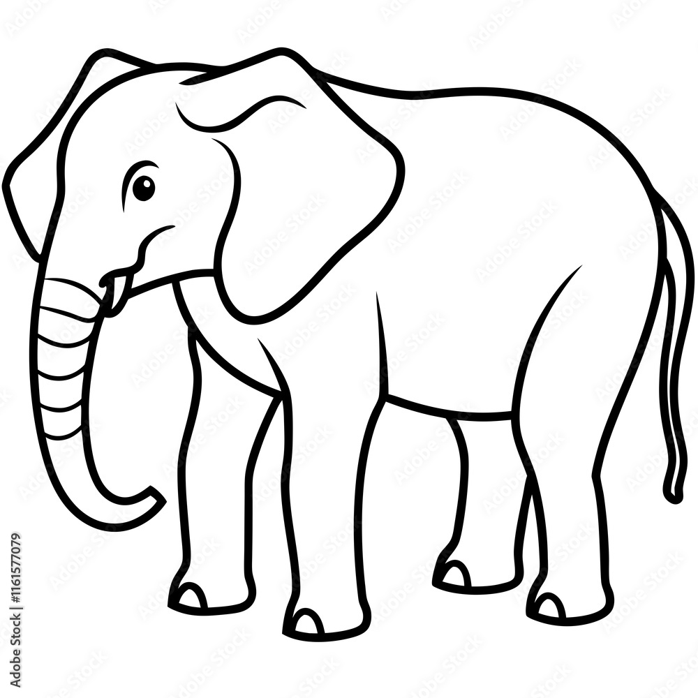 Elephant Silhouette on White Background Elephant Silhouette on White Background
