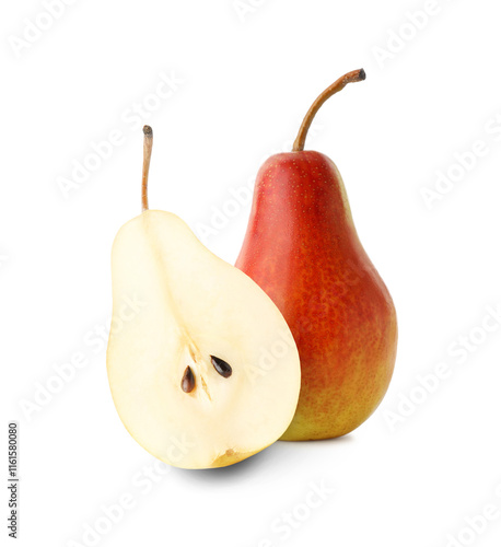 Tasty fresh ripe pears isolated on white photo