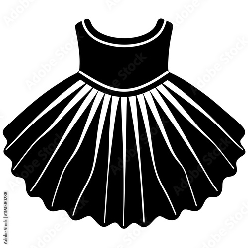 Minimalist Ballet Tutu Vector Silhouette on White Background