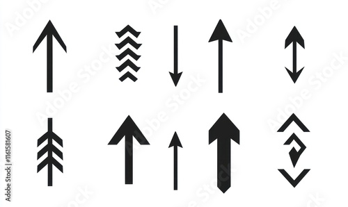 Wallpaper Mural Ten black varied direction arrows on white. Torontodigital.ca