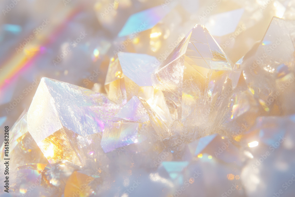 Abstract background with white diamonds, light pastel colors, blurred background, light and shadow effects, iridescent holographic effect, light rays of shimmering Abstract background with white diamonds, light pastel colors, blurred background, light and shadow effects, iridescent holographic effect, light rays of shimmering