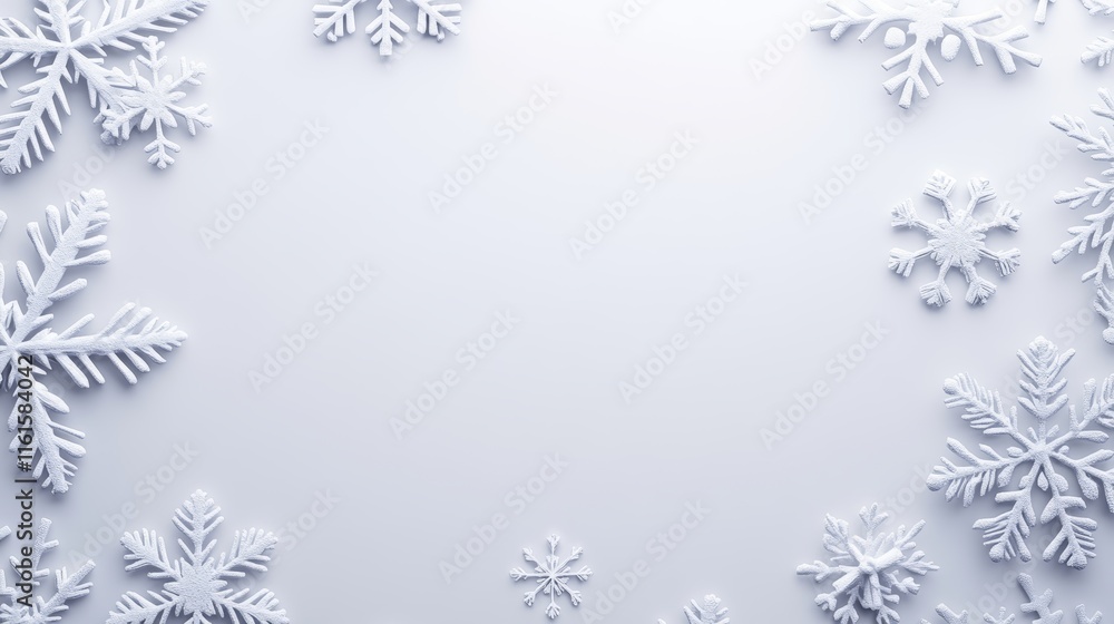 Concept of a winter background with snowflakes design, suitable for Christmas decoration, complete with a festive border and seasonal frame Concept of a winter background with snowflakes design, suitable for Christmas decoration, complete with a festive border and seasonal frame