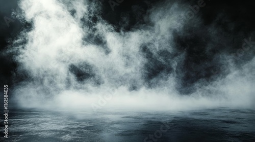 A swirling mist covering a gritty, dark background, with an open area in the middle for text or product highlights