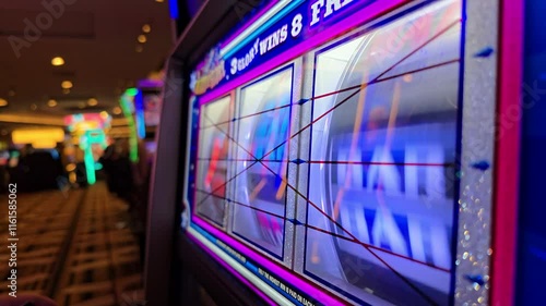 Slot Machine Reels Spinning in Las Vegas Casino