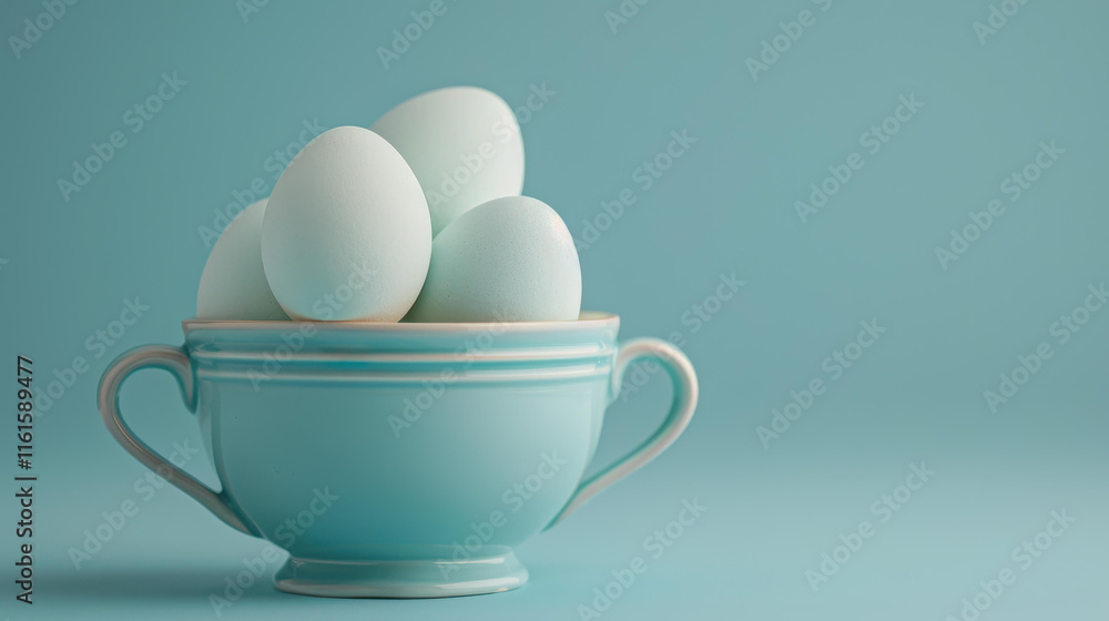 Bright pastel blue Easter eggs nestled in a cup, creating a cheerful spring vibe while offering a blank canvas for your message. Bright pastel blue Easter eggs nestled in a cup, creating a cheerful spring vibe while offering a blank canvas for your message.