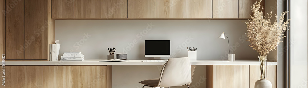 Minimalist Home Office Workspace Design 3D Illustration Minimalist Home Office Workspace Design 3D Illustration