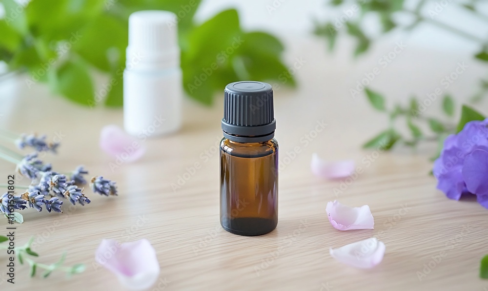 Aesthetic arrangement of essential oils and natural elements. Aesthetic arrangement of essential oils and natural elements.