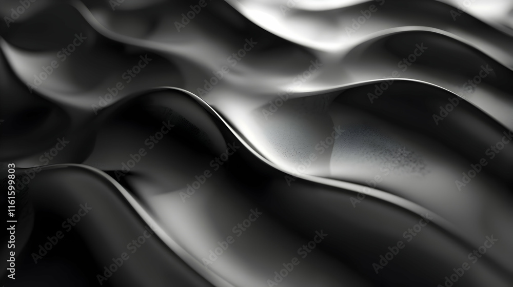 Fototapeta premium Abstract Black Waves and Curves with Soft Lighting Effects