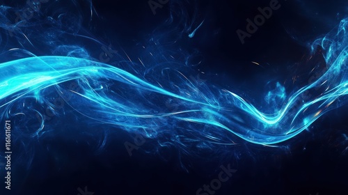 Abstract neon designs featuring futuristic glowing blue lines. photo