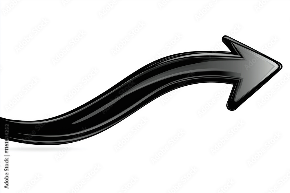 Black 3d shiny arrow pointing up and right Black 3d shiny arrow pointing up and right