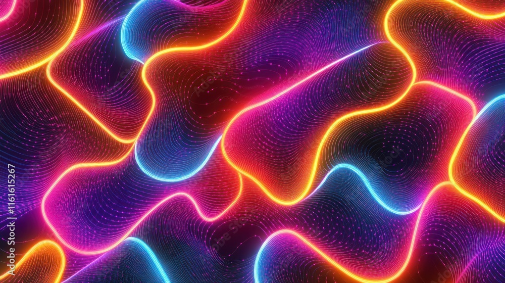 Fototapeta premium Digital neon light patterns with a contemporary aesthetic.
