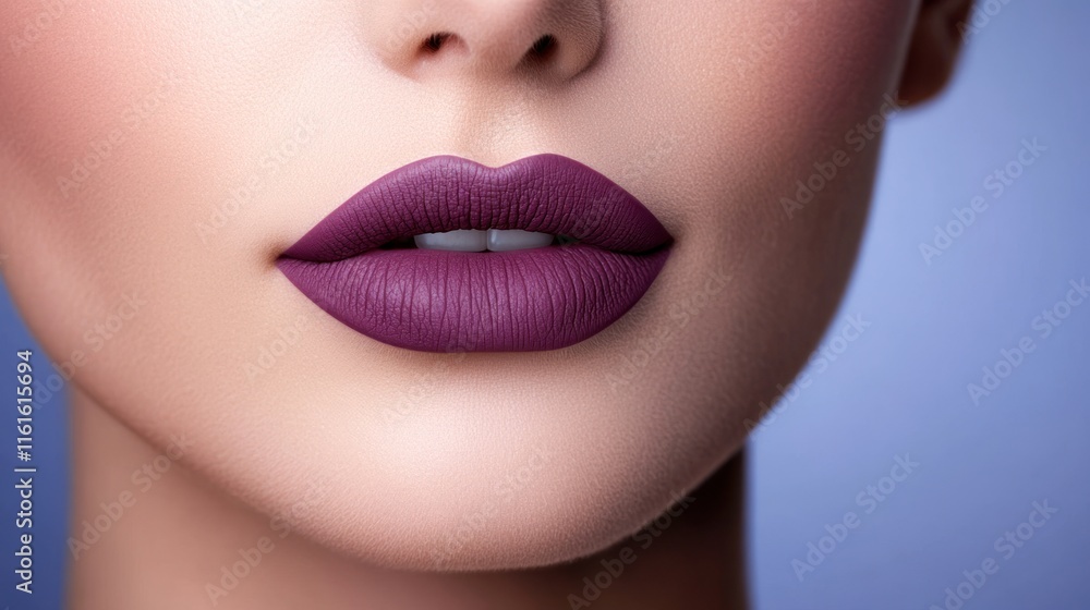 Fototapeta premium Elegant lipstick on a woman with a gradient background, blending soft tones with vibrant colors