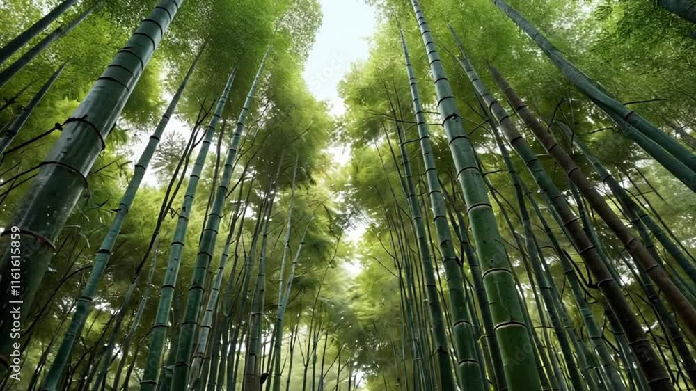 View from under the bamboo forest looking at the sky View from under the bamboo forest looking at the sky