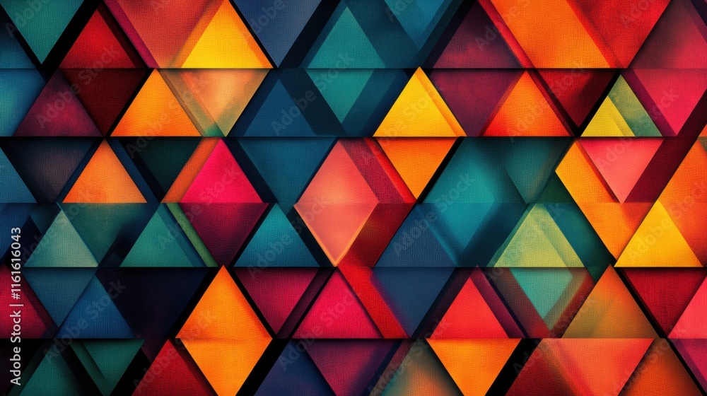 Colorful mosaic pattern featuring vibrant triangles in warm and cool tones. Generative AI Colorful mosaic pattern featuring vibrant triangles in warm and cool tones. Generative AI