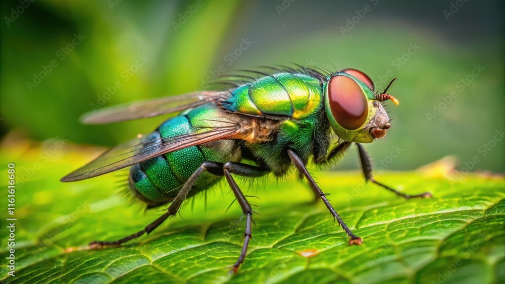 Close-up of a vivid green fly perched on a leaf, insect, macro, wildlife, nature, vibrant, close-up, colorful, green, wings Close-up of a vivid green fly perched on a leaf, insect, macro, wildlife, nature, vibrant, close-up, colorful, green, wings
