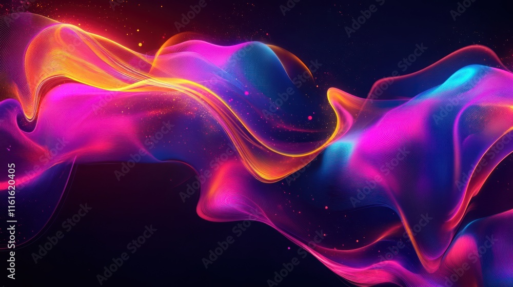 Obraz premium Immersive neon glowing visuals with fluid motion effects.