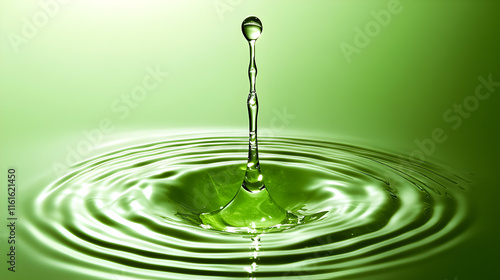una gota de agua cayendo sobre el agua goteo de agua en la lluvia salpicadura en la naturaleza © Erika