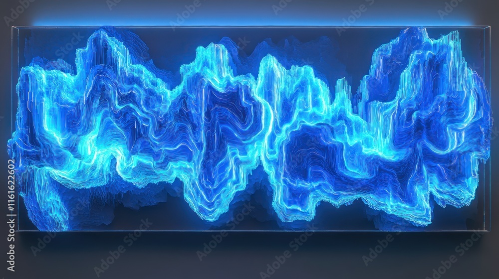 Fototapeta premium Modern neon art with electric blue patterns in digital form.