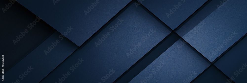 Fototapeta premium Dark blue abstract background with overlapping geometric shapes creating modern and stylish design