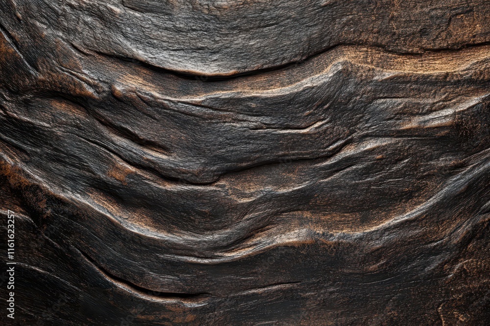 Dark brown wood texture with deep grooves and lines. Dark brown wood texture with deep grooves and lines.