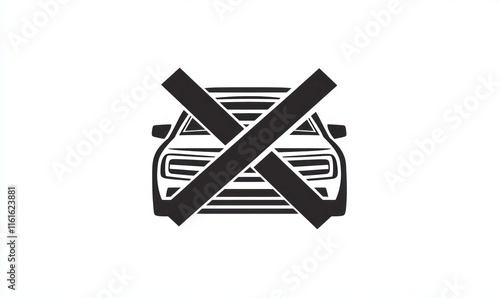 No parking sign with car icon.